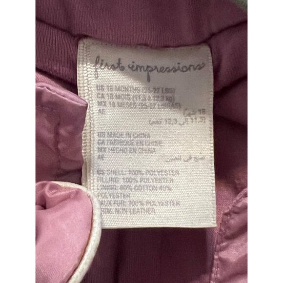 First Impressions Baby Snowsuit Pink Hooded One-Piece 18 Months Bodywarmer - Picture 11 of 16